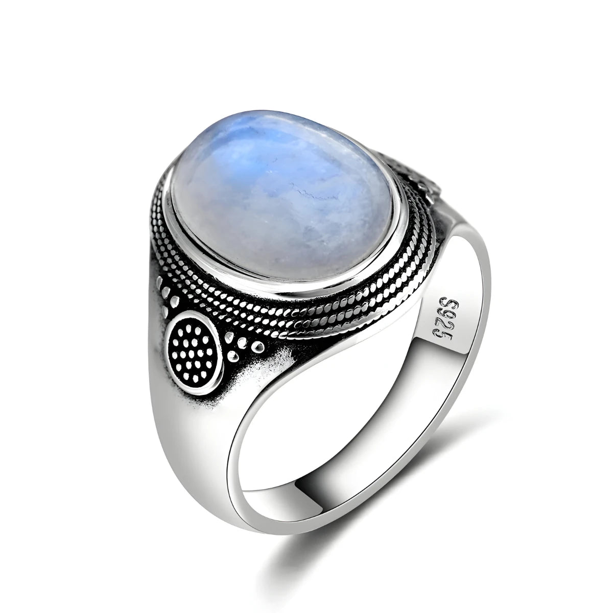 Bague pierre de lune en laiton - Mosaik bijoux indiens - d27