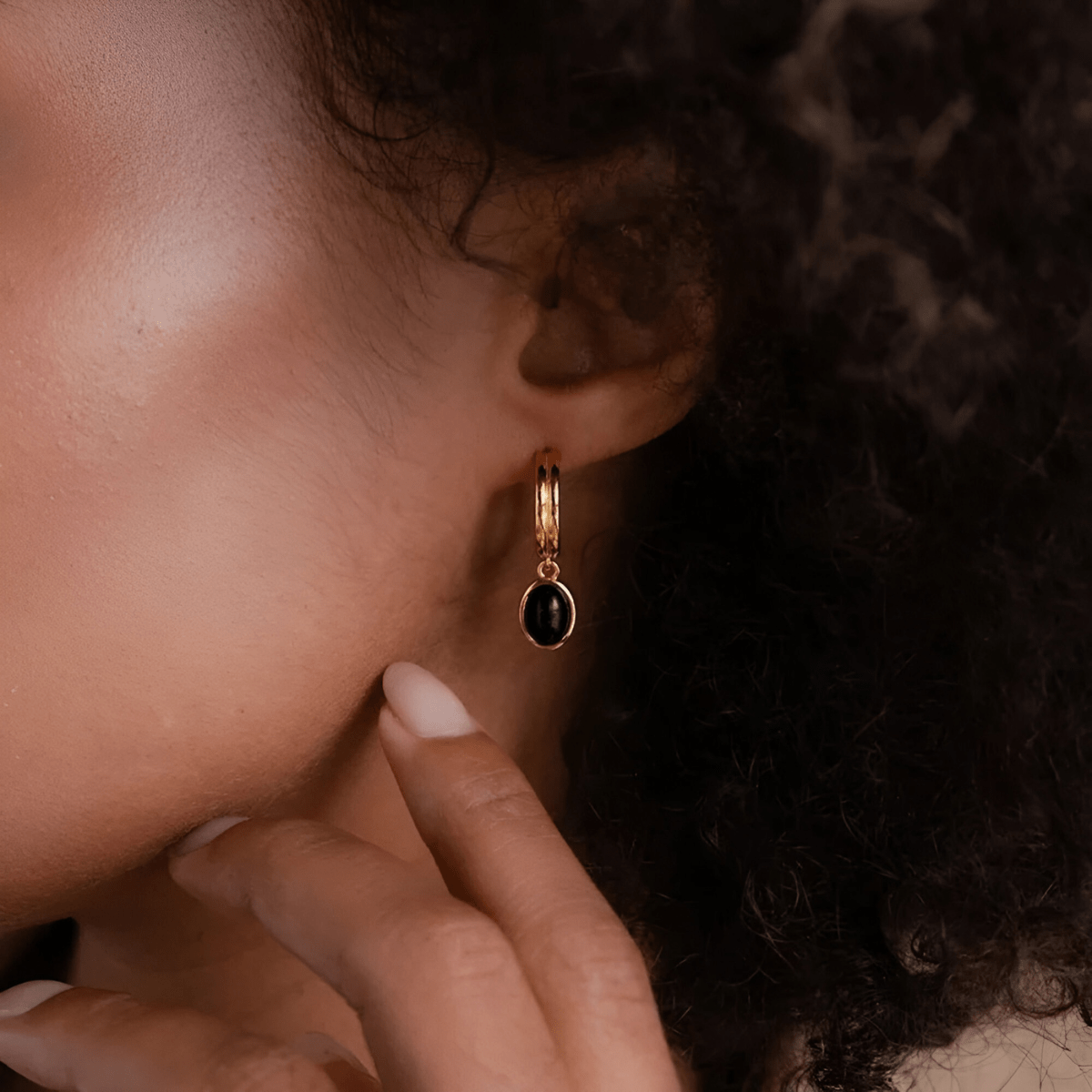 Boucles d'oreilles Obsidienne - Noir Profond