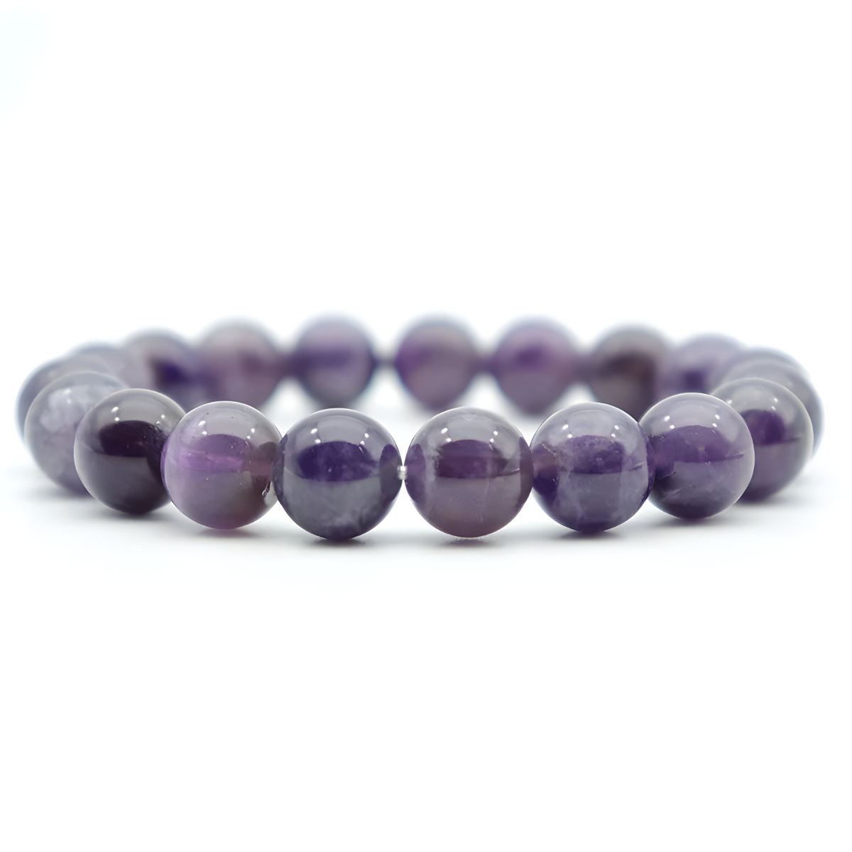 bracelet améthyste perles rondes violettes translucides
