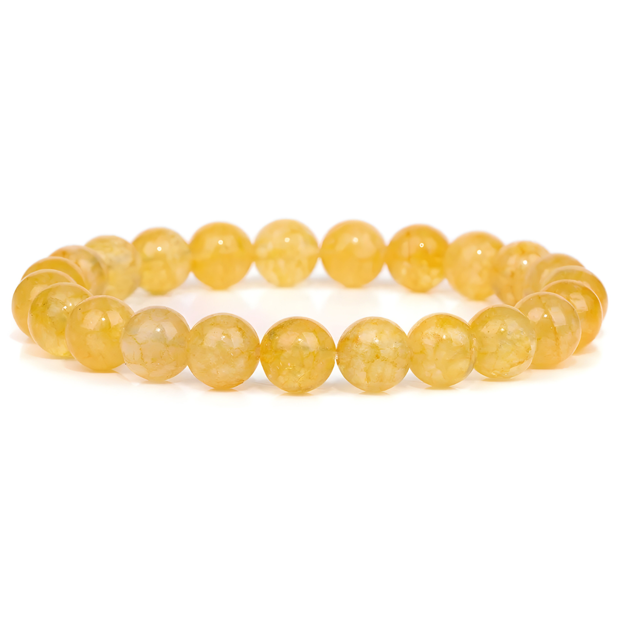 bracelet citrine avec perles rondes translucides jaune doré en pierre naturelle