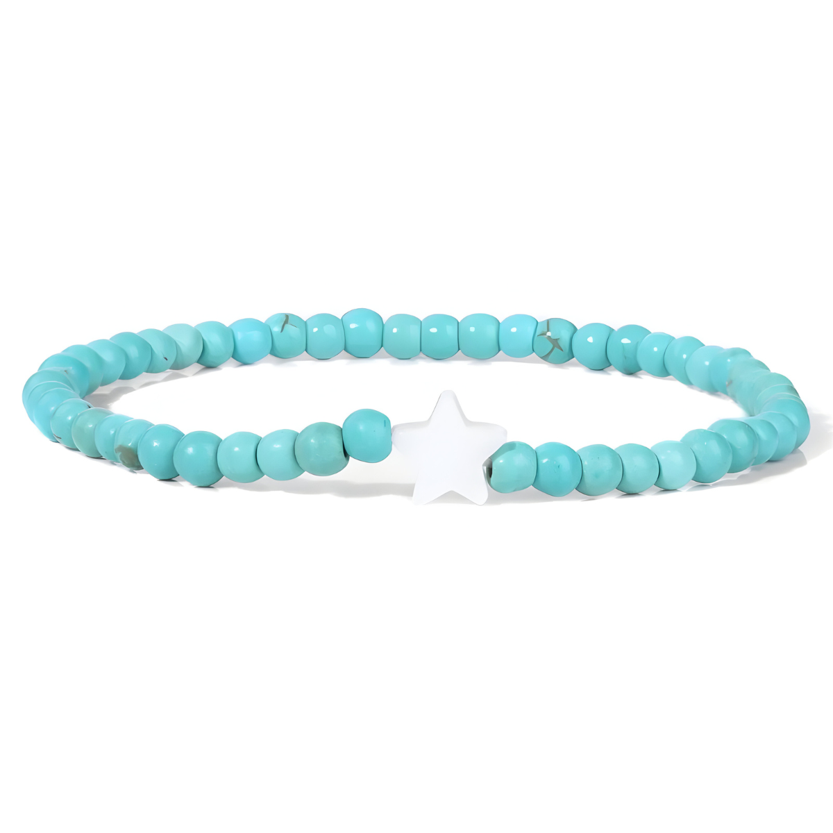 bracelet turquoise arizona perles fines bleues avec étoile blanche