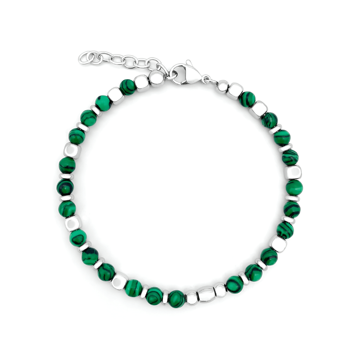 Bracelet Malachite Argent - Ombre des Bois