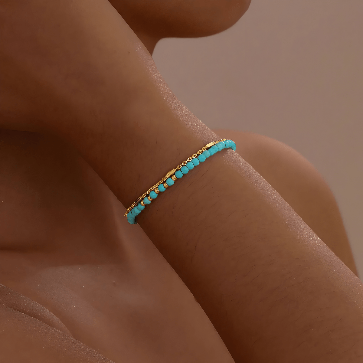 Bracelet Turquoise Or - Bleu Protecteur
