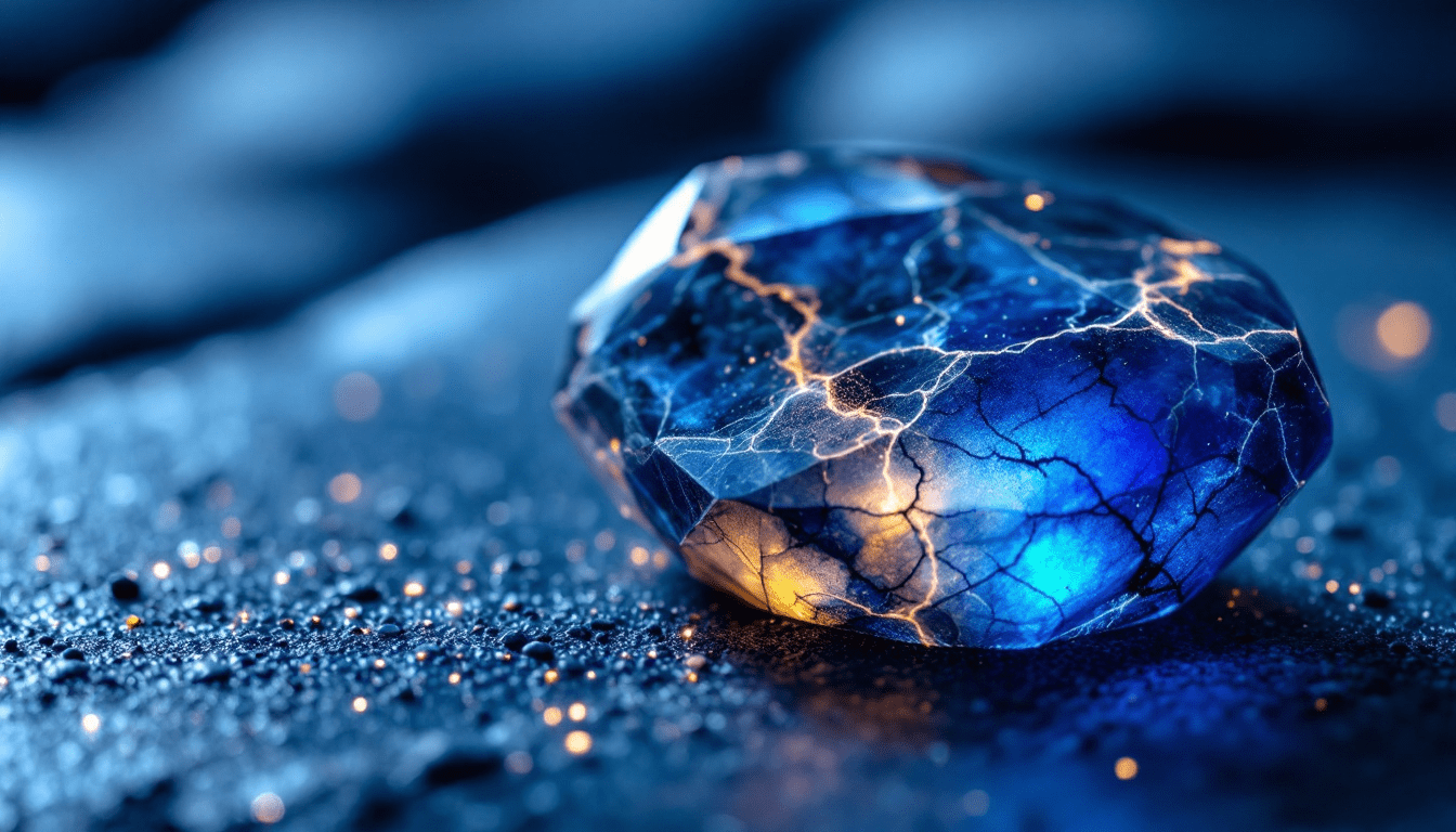 Pierre taillée bleue illustrant les bienfaits de la sodalite, utilisée pour l’intuition, la clarté, la communication, l’équilibre et la confiance.