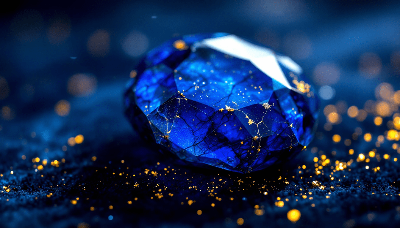Pierre de lapis lazuli taillée de couleur bleue intense avec inclusions dorées, symbolisant ses bienfaits énergétiques et spirituels