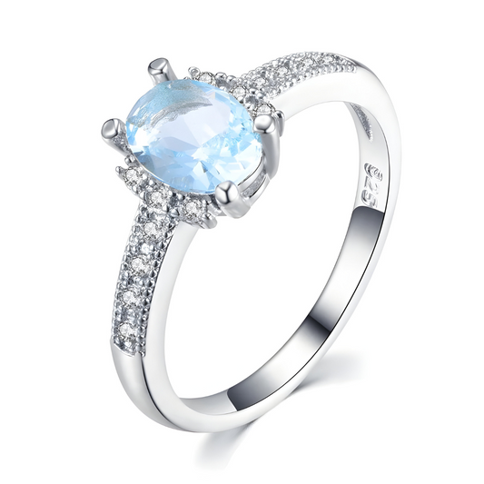 Bague Aigue Marine Argent - Danse Aquatique