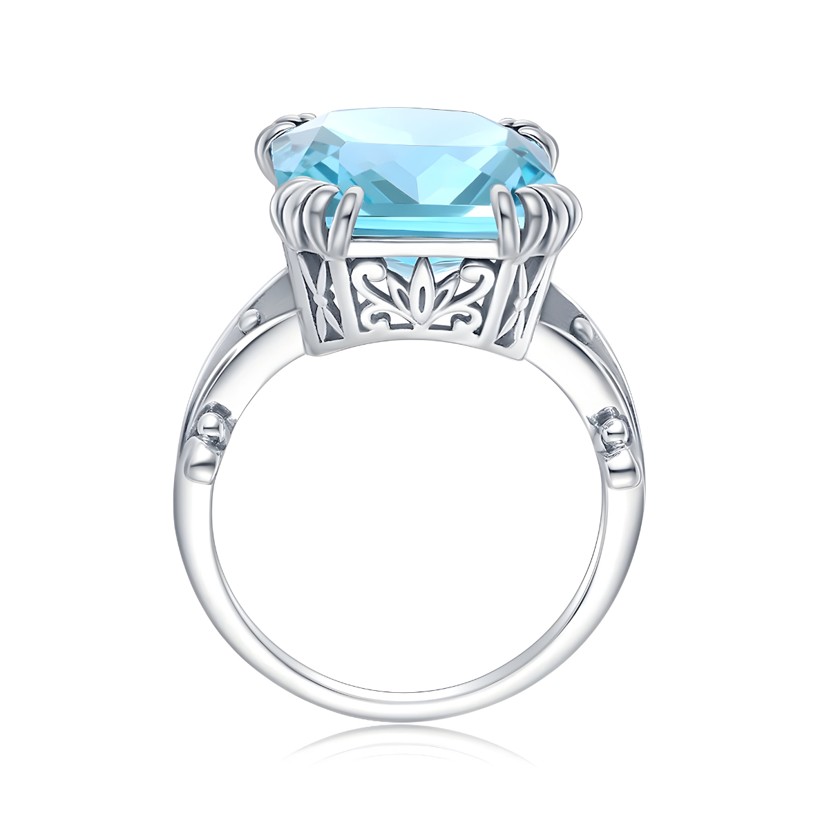 Bague Aigue Marine Argent - Lagon Secret face