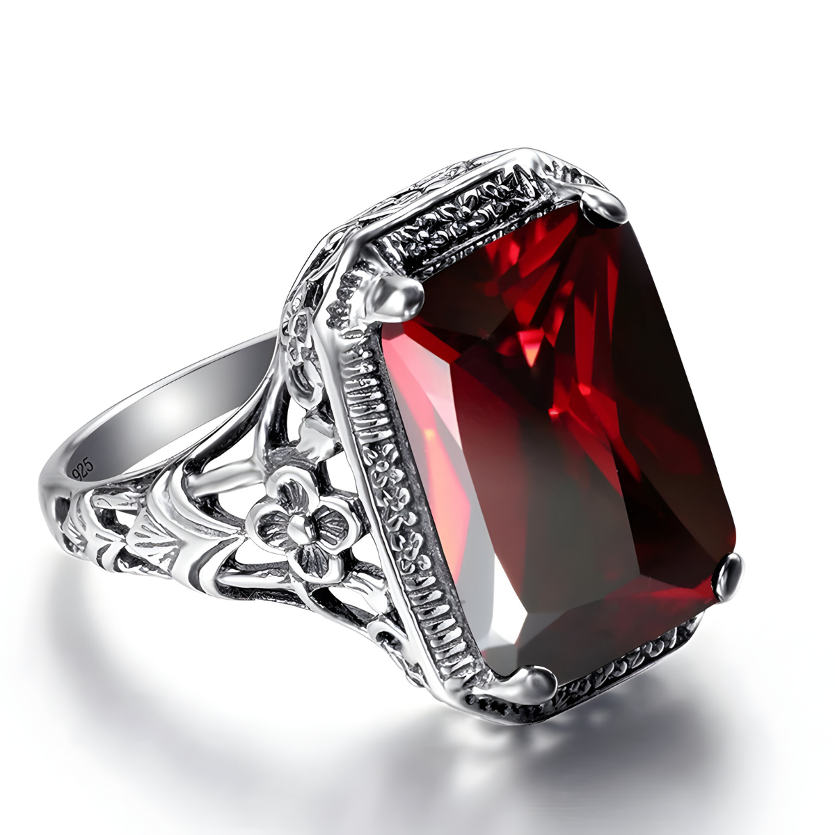 Bague Grenat - Rouge Noble face