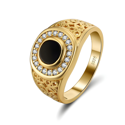 Bague Onyx - Rayon Noir or