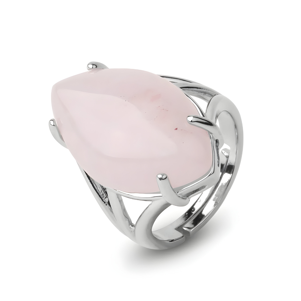 Bague Quartz Rose Argent - Clarté Pure