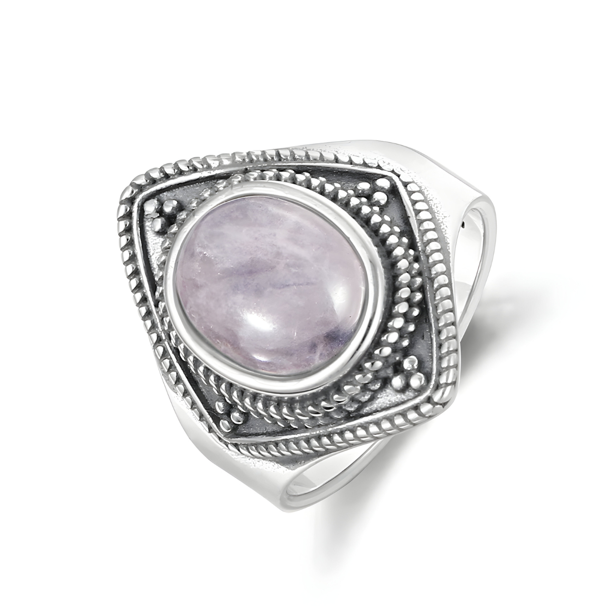 Bague Quartz Rose Argent - Reflet de Lumière