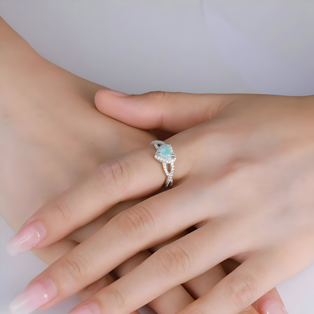 Bague Aigue Marine Fiancaille - Cœur des Flots