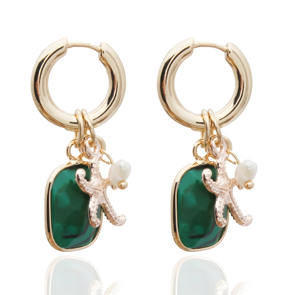 Boucles d'oreilles Malachite - Larmes de Jade