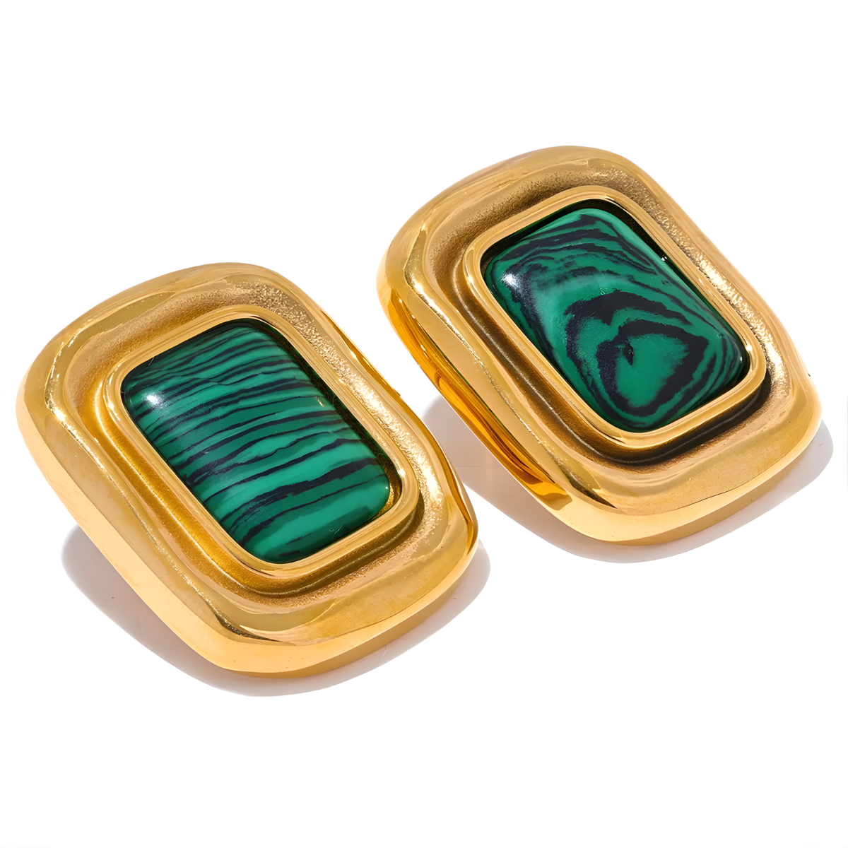 Boucles d'oreilles Malachite - Vague d’Émeraude