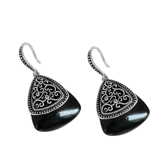 Boucles d'oreilles Obsidienne - Gouttes Mystiques