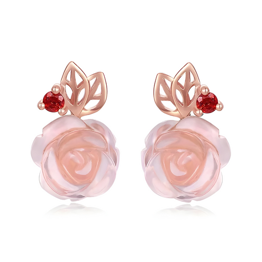 Boucles d'oreilles Quartz - Éclat de Rose