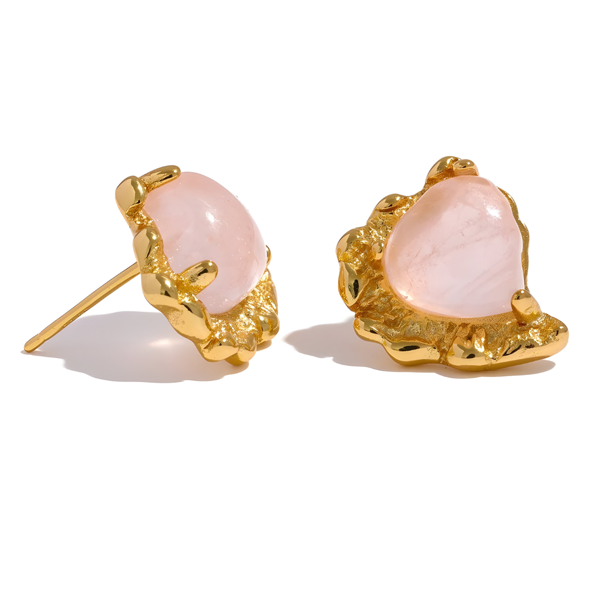 Boucles d'oreilles Quartz Rose - Lumière Minérale