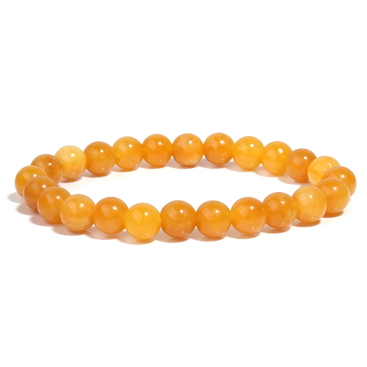 bracelet citrine avec perles rondes lisses orange miel en pierre naturelle