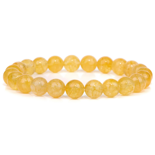 bracelet citrine avec perles rondes translucides jaune doré en pierre naturelle