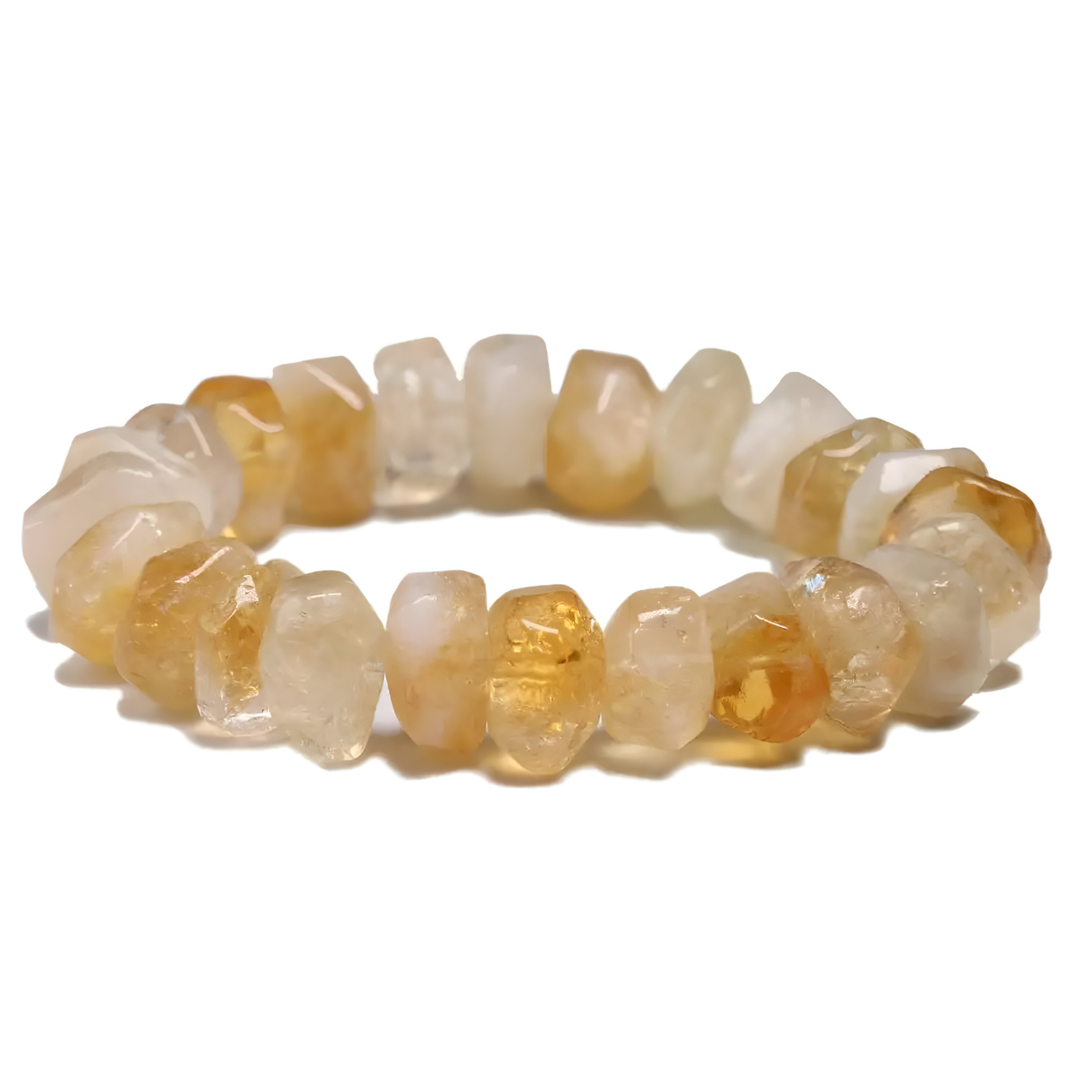 bracelet citrine naturelle avec perles irrégulières translucides jaune miel en pierre naturelle