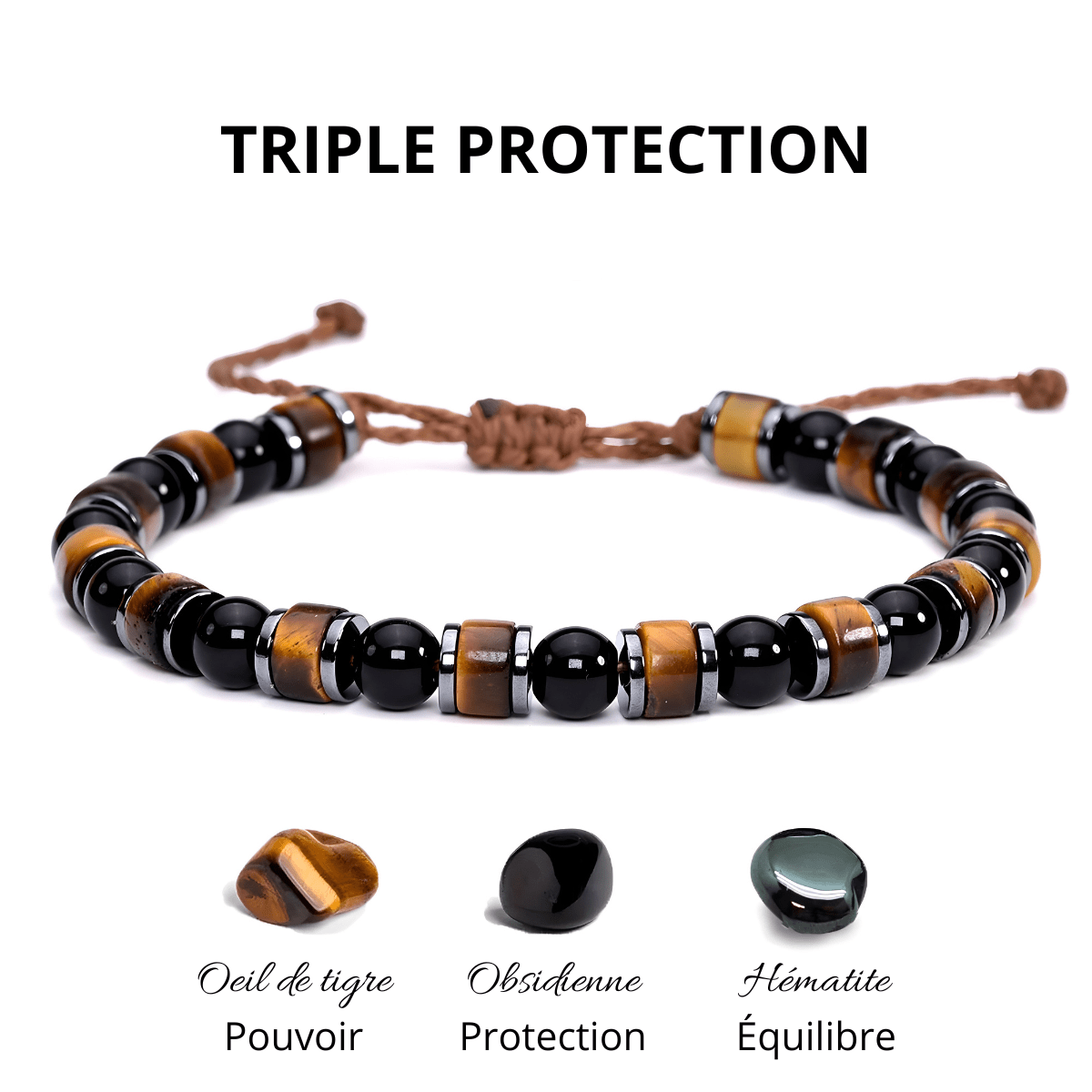 Bracelet Obsidienne Acajou - Noir Mystique