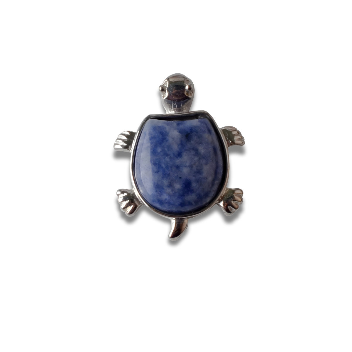 Collier Lapis Lazuli Argent - Tortue d’Orient face