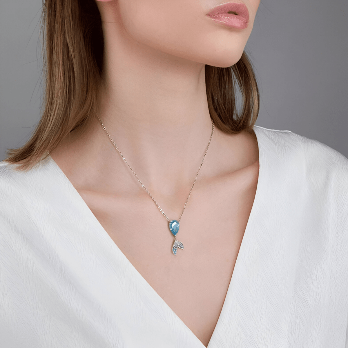 Collier Aigue Marine Argent - Eau des Sirènes