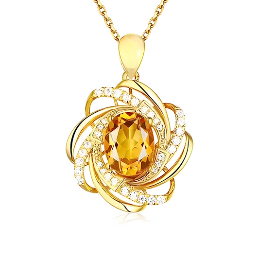 Collier Citrine - Reflets d’Ambre Face